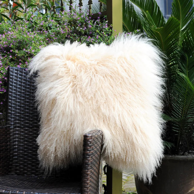 Genuine Mongolian Lamb Fur Cushion Cover