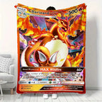 Cartoon Card Pokemon Pikachu Flannel Blanket