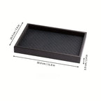 1pc Woven Texture Faux Leather Storage Tray