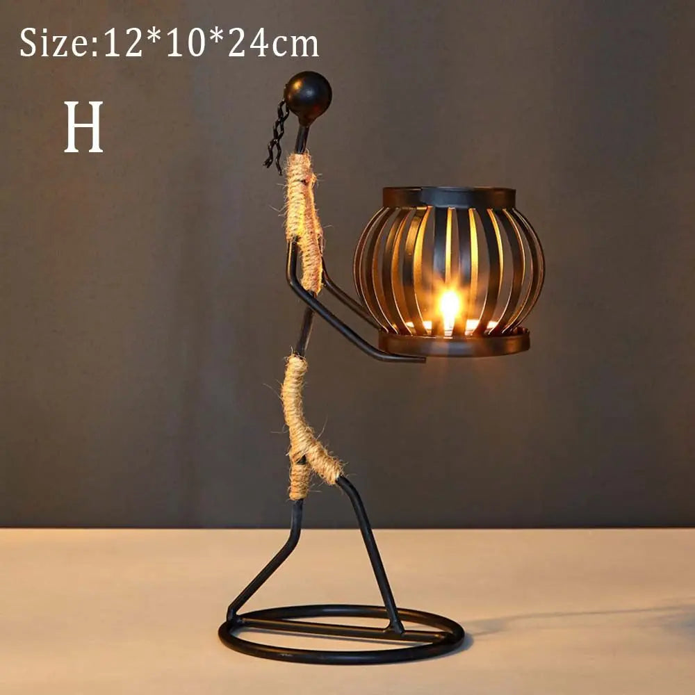Nordic Metal Candlestick Abstract Character Sculpture