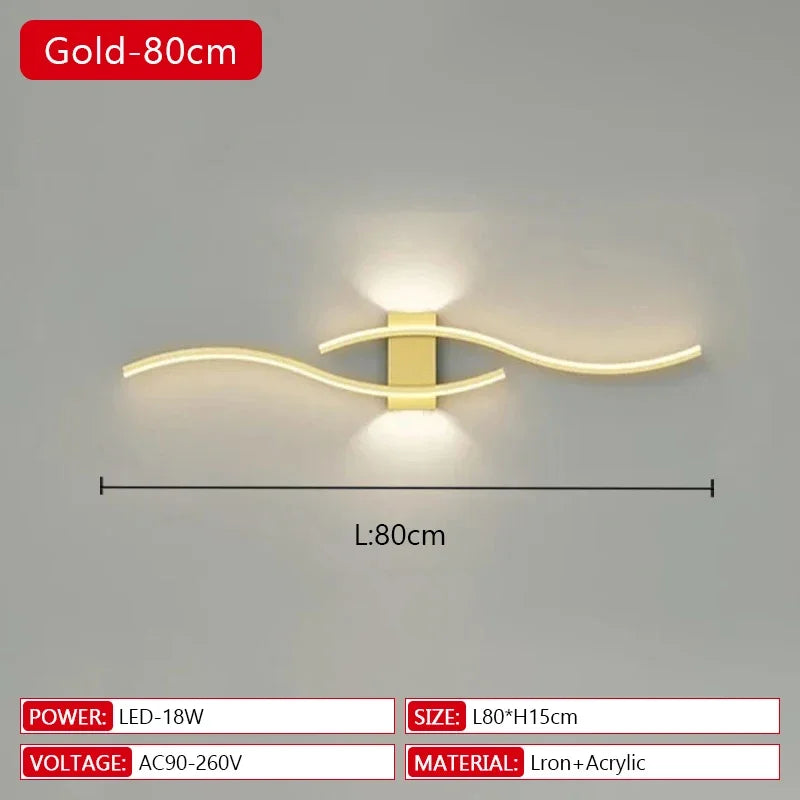 Long Strip LED Wall Lamp Modern Remote Control Dimming Living Roomdecor Wall Lamp