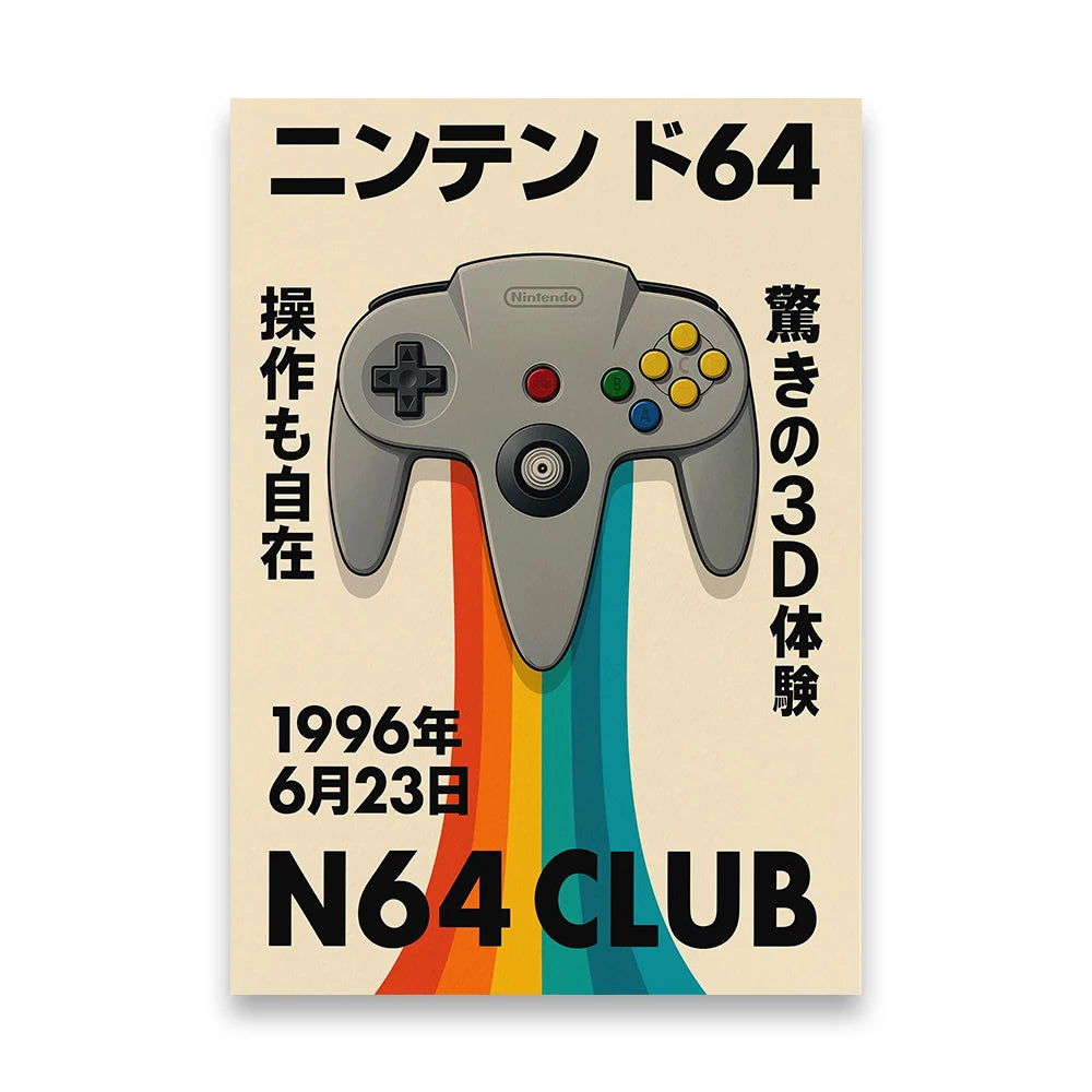 Vintage Gaming Console Canvas Wall Art Print Poster Retro Camera Decorative Painting