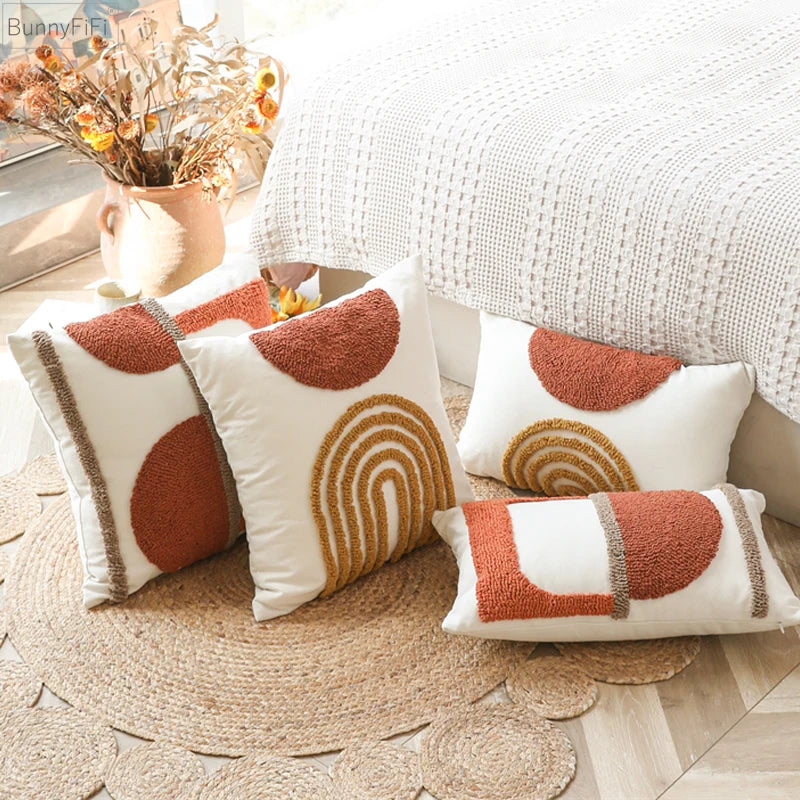 Circle Burnt Half Orange Pillow Cover
