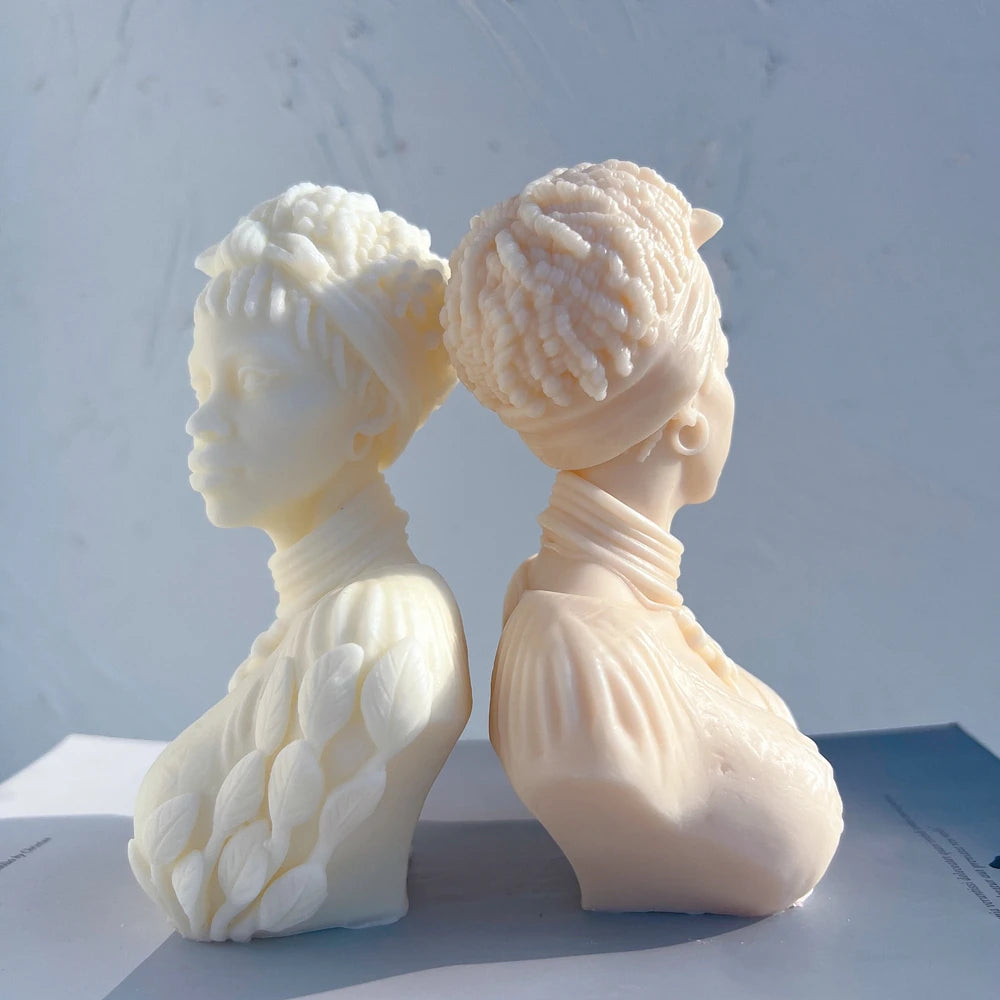 Afro Women Candle Mold African Female Goddess Bust Silicone