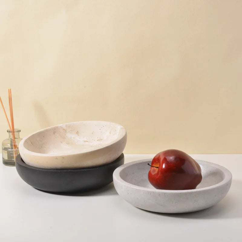 Travertine Stone Fruit Bowl Tray