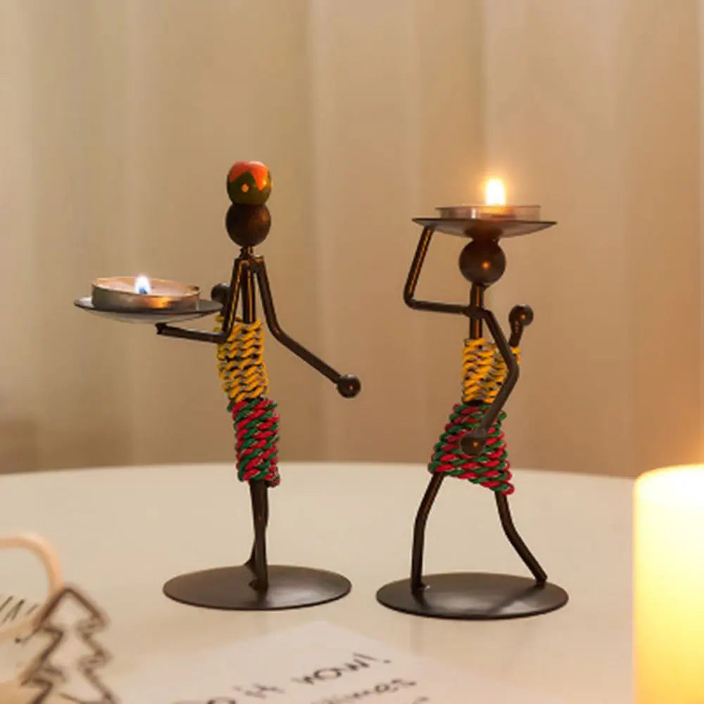 Nordic Metal Candlestick Abstract Character Sculpture
