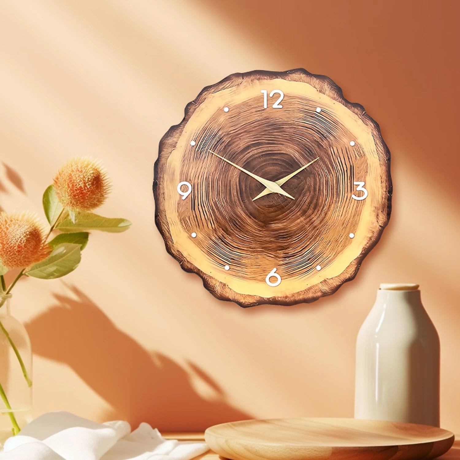 1pc wooden ring veneer wall clock