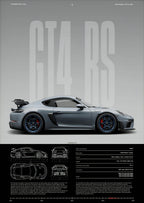 Minimalist 911 GT3-RS 718 GT4 RS Hyper Car Sports Car Supercar Poster