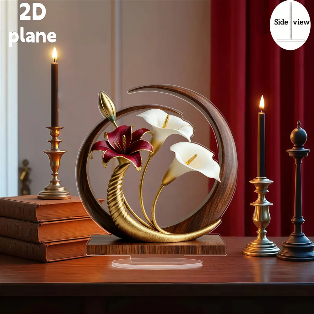 Elegant Flower Curve Design Acrylic Desktop Decoration