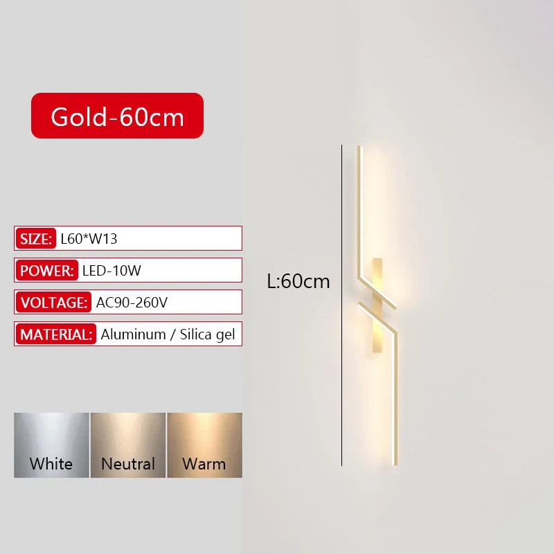 Long Strip LED Wall Lamp Modern Remote Control Dimming Living Roomdecor Wall Lamp