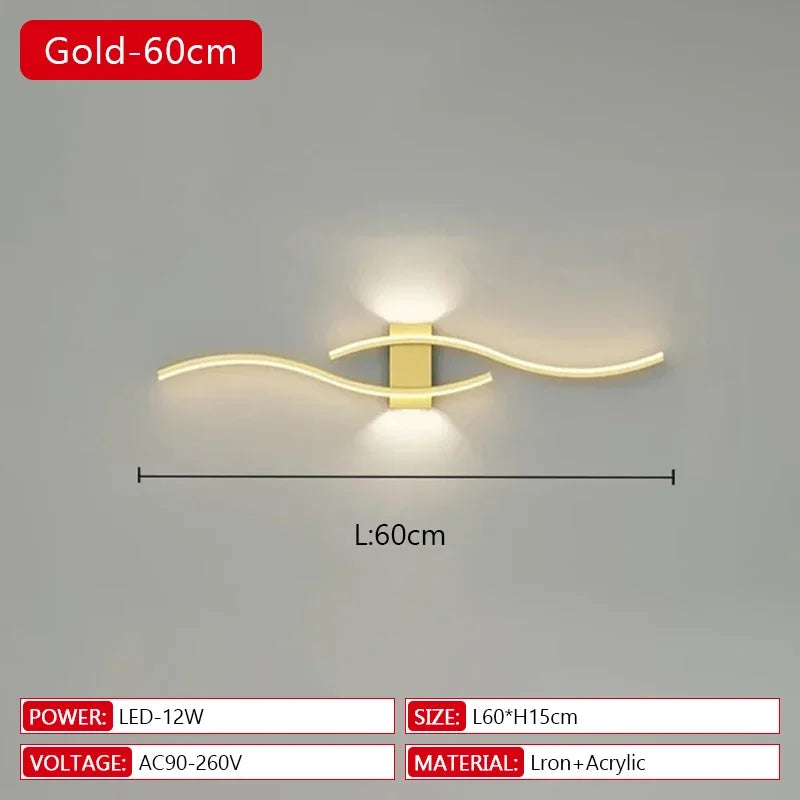 Long Strip LED Wall Lamp Modern Remote Control Dimming Living Roomdecor Wall Lamp