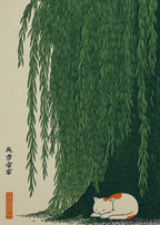 Retro Japanese Forest & Koi Fish Zen Water Waves Crane Painting Canvas Poster Print