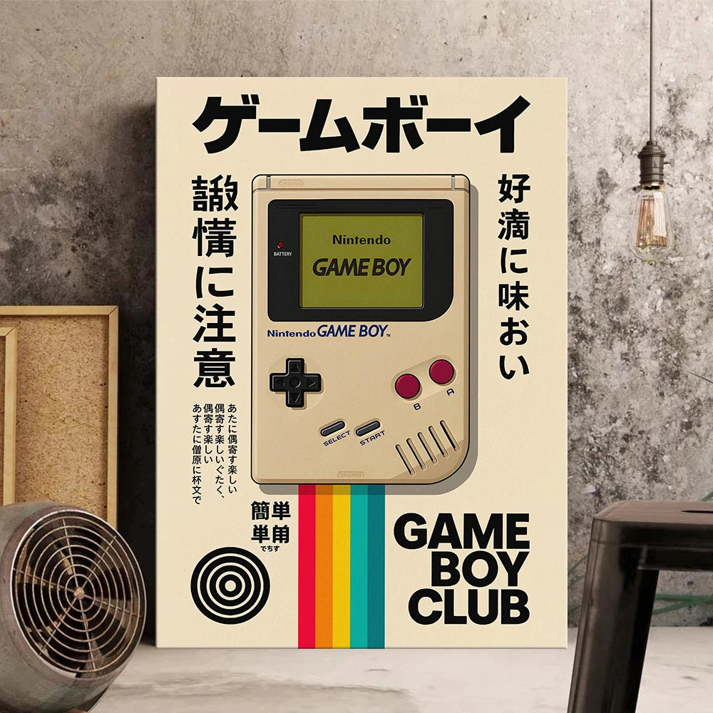 Vintage Gaming Console Canvas Wall Art Print Poster Retro Camera Decorative Painting