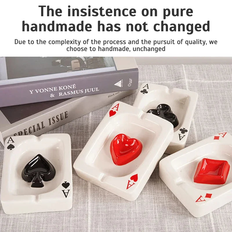 European Poker Ashtray Red Heart A Creative Porcelain Ashtray