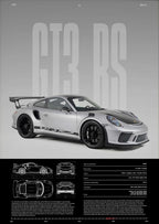 Minimalist 911 GT3-RS 718 GT4 RS Hyper Car Sports Car Supercar Poster