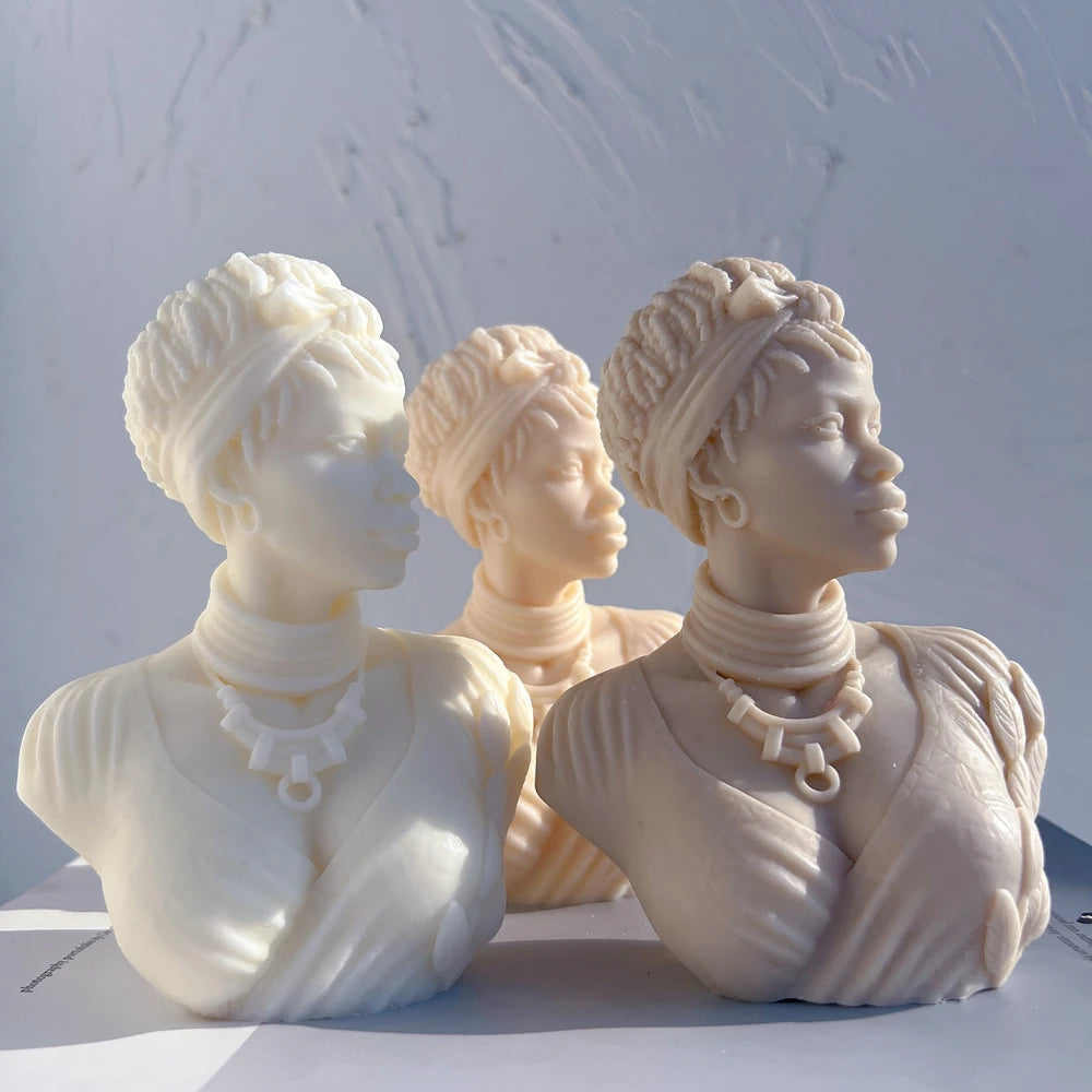 Afro Women Candle Mold African Female Goddess Bust Silicone