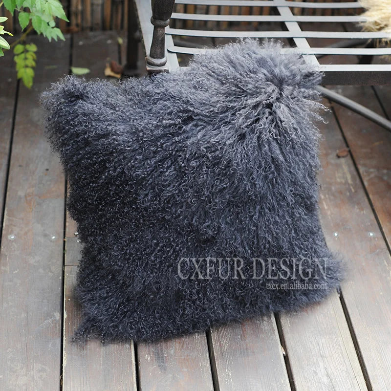 Genuine Mongolian Lamb Fur Cushion Cover