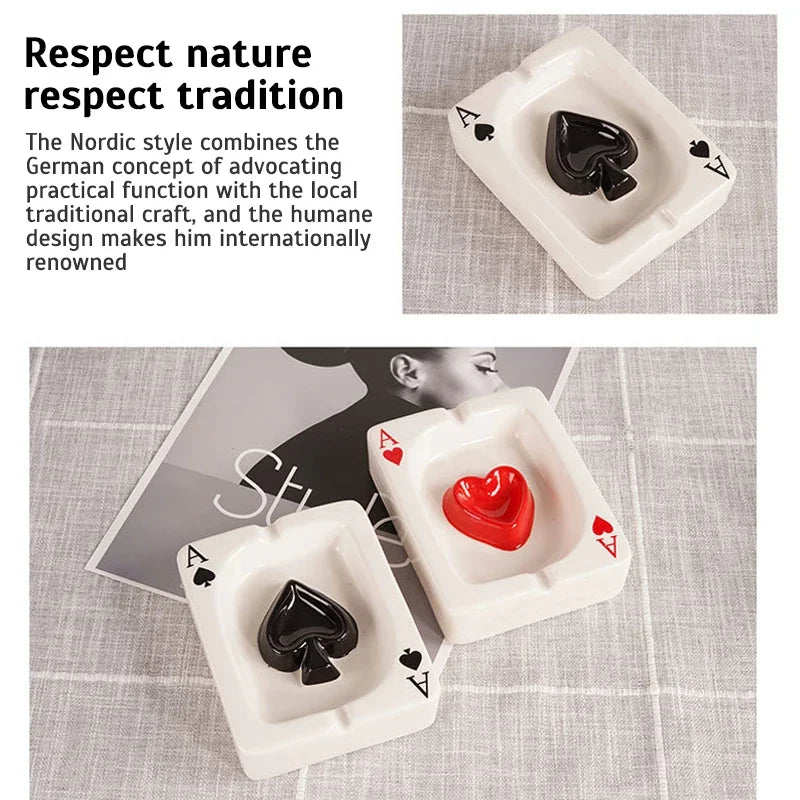 European Poker Ashtray Red Heart A Creative Porcelain Ashtray