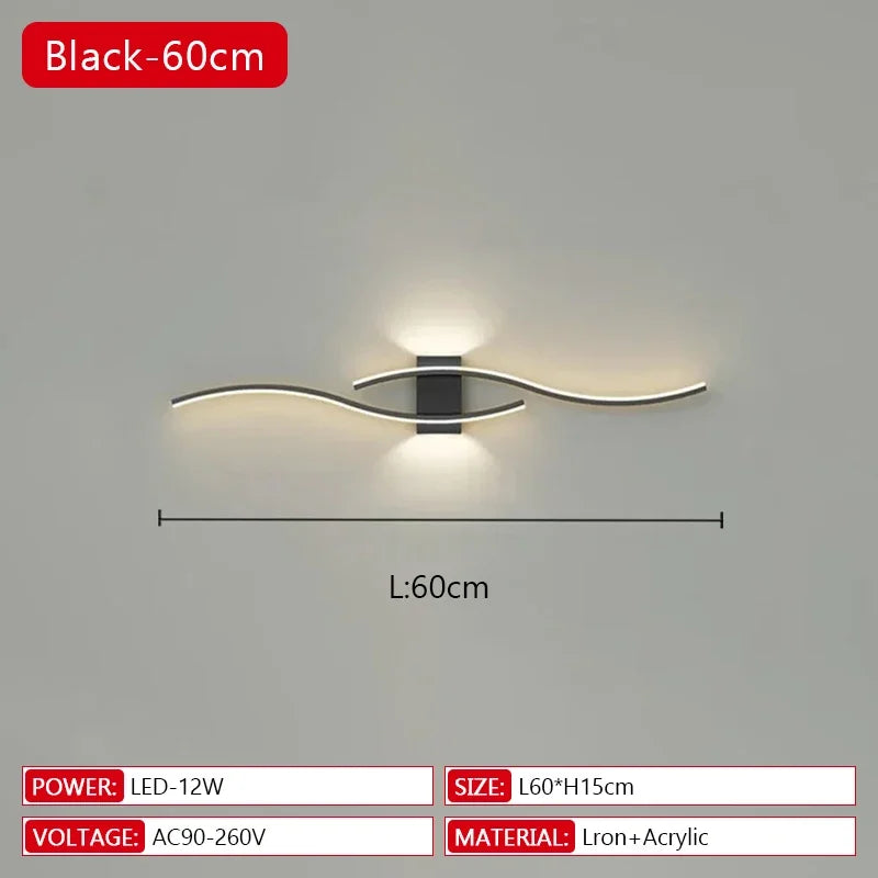 Long Strip LED Wall Lamp Modern Remote Control Dimming Living Roomdecor Wall Lamp