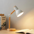 Creative Nordic Table Lamp Wooden Art LED Turn Head Simple Bedside Desk Light
