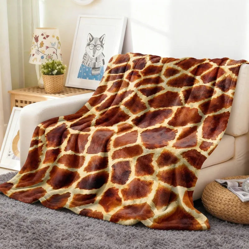 Throw Leopard pattern arts Cow skin pattern Flannel Blanket