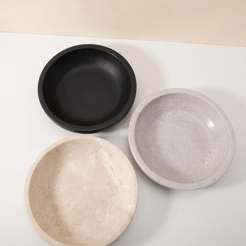 Travertine Stone Fruit Bowl Tray
