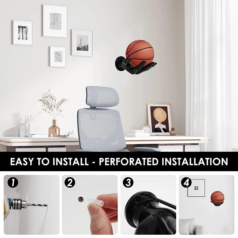 Basketball Storage Rack Wall Mounted Hand Shaped Ball Rack