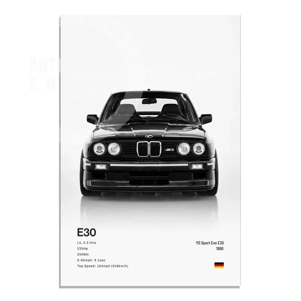 Minimalist Hyper Car Poster - E60 M5 CS M3 G800 911 GT3RSports Car Supercar Canvas