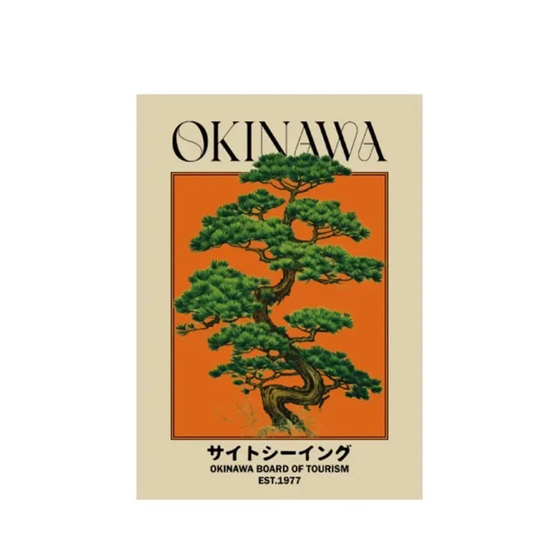 Japanese Retro Okinawa Travel Iconic Trees Canvas Print Poster Vintage Classic Art Print