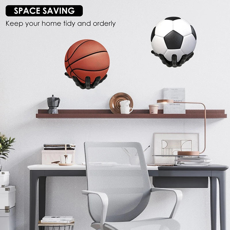 Basketball Storage Rack Wall Mounted Hand Shaped Ball Rack