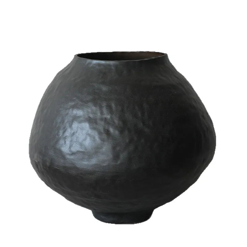 Large Black Moon Jar Ceramic Vase Ornament