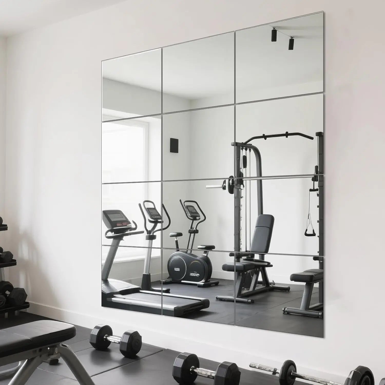 Full Length Wall Mirror Tiles, HD Glass Home Gym Mirror