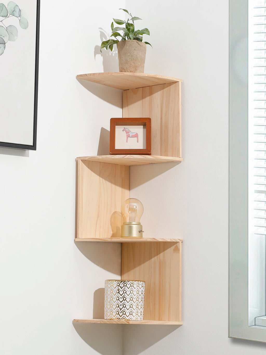 2/4/5 Layers PVC Wooden Corner Shelf