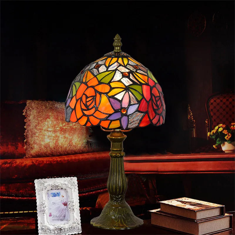 European Style Table Lamp Stained Glass Reading Light