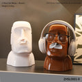 Creative Moai Stone Statue Tissue Box Glasses Holder Head Mounted Earphone Stand