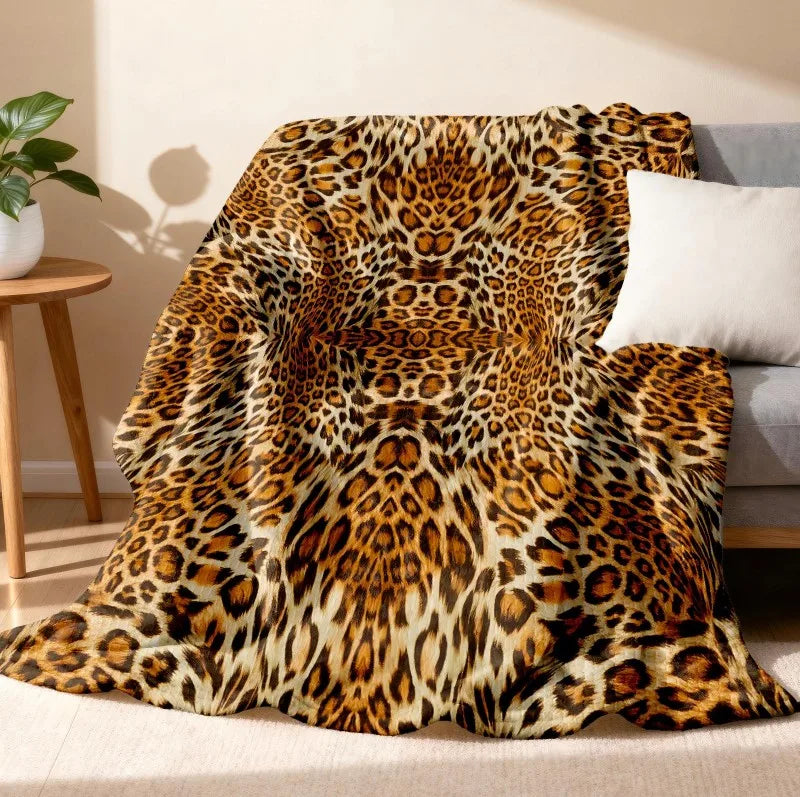Throw Leopard pattern arts Cow skin pattern Flannel Blanket