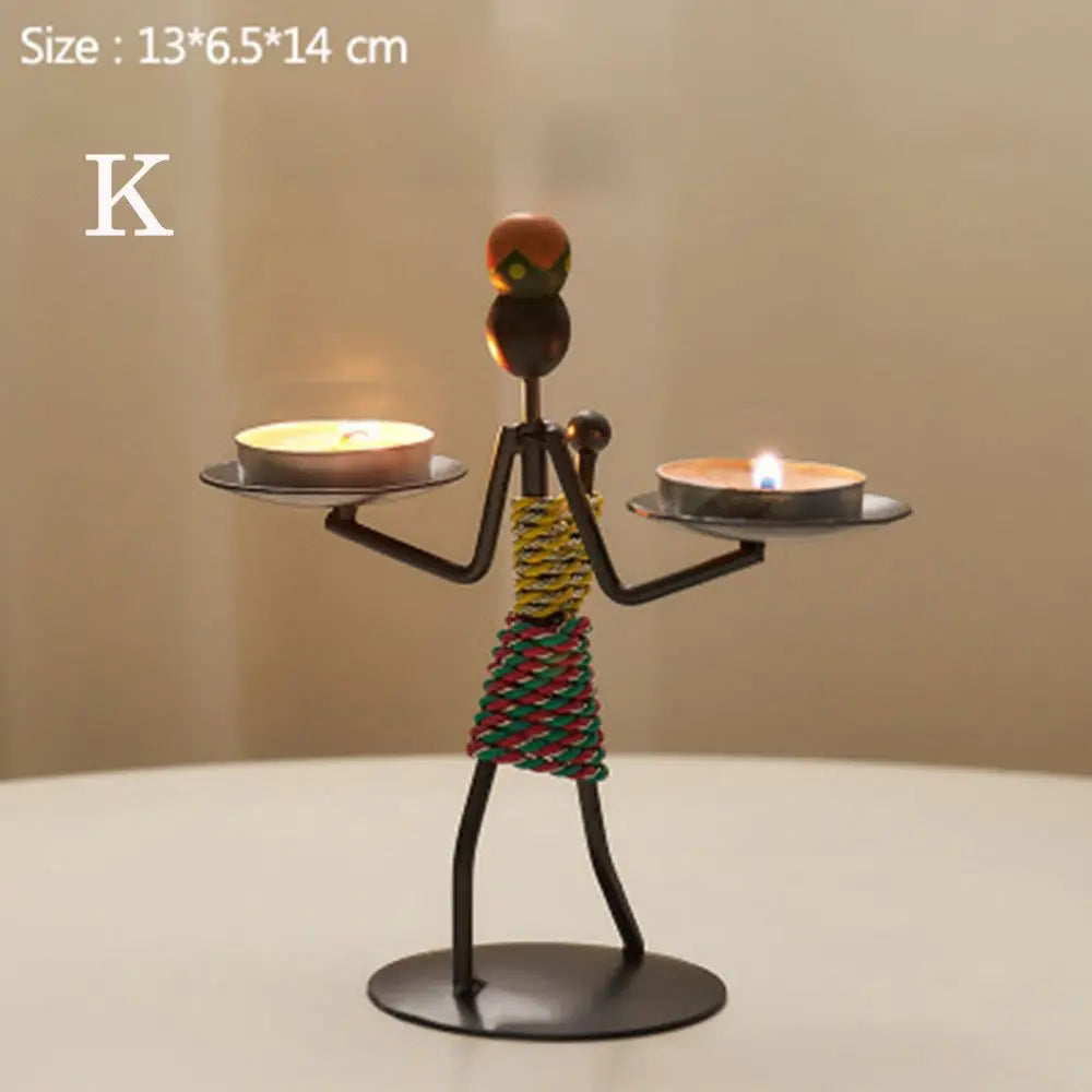 Nordic Metal Candlestick Abstract Character Sculpture