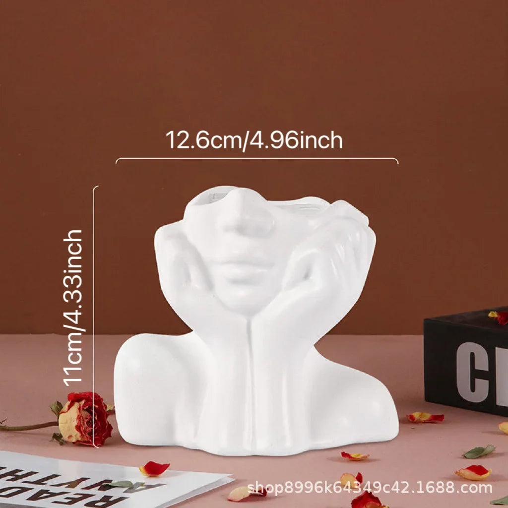 Resin Vase Gold White Black Human Body