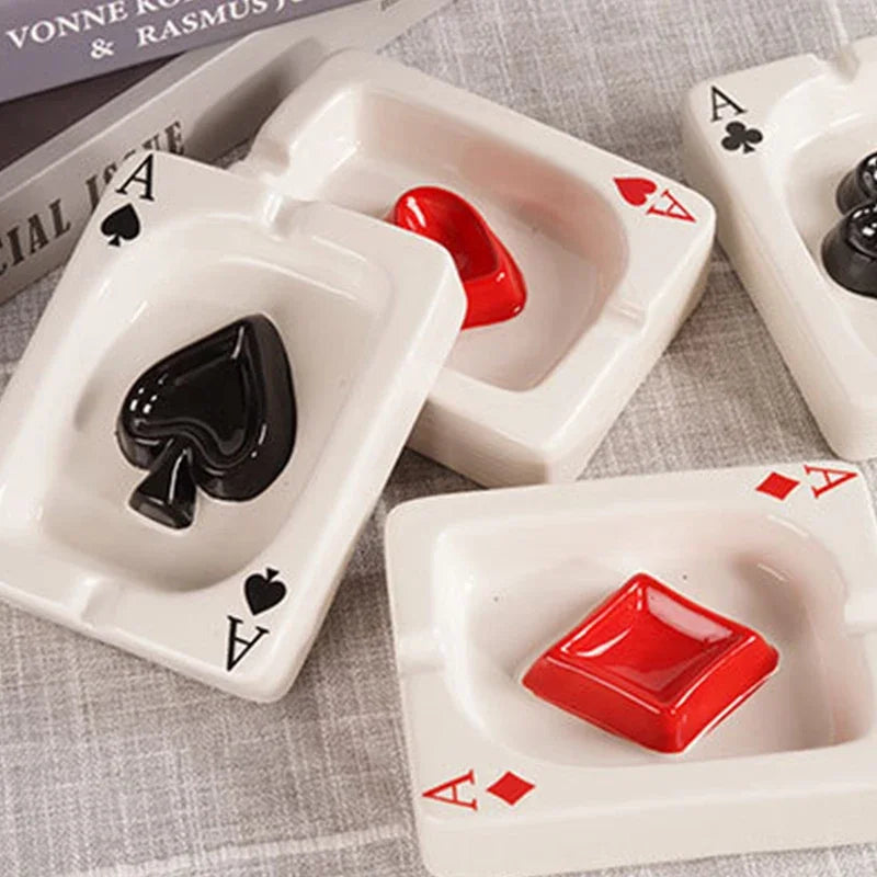 European Poker Ashtray Red Heart A Creative Porcelain Ashtray