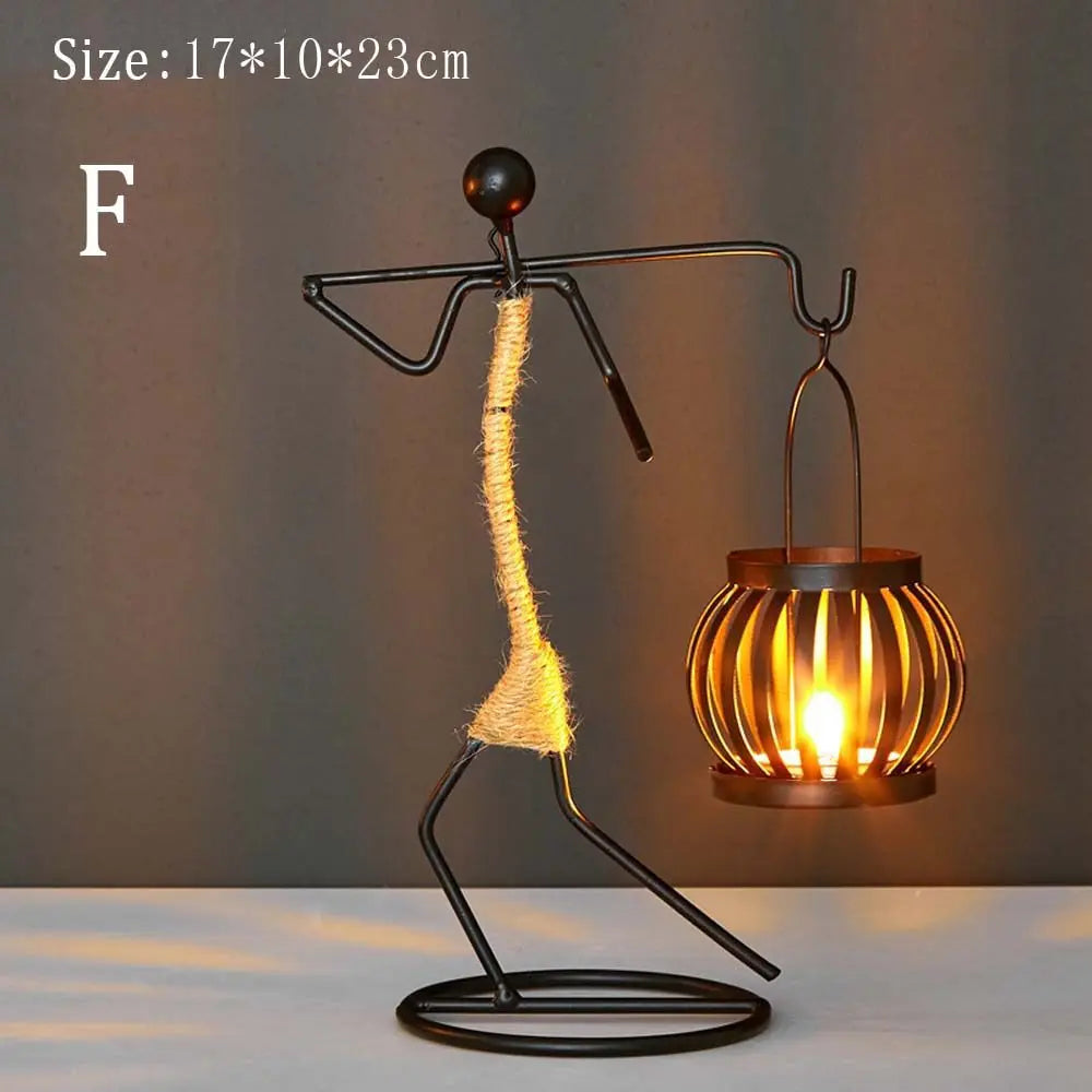 Nordic Metal Candlestick Abstract Character Sculpture