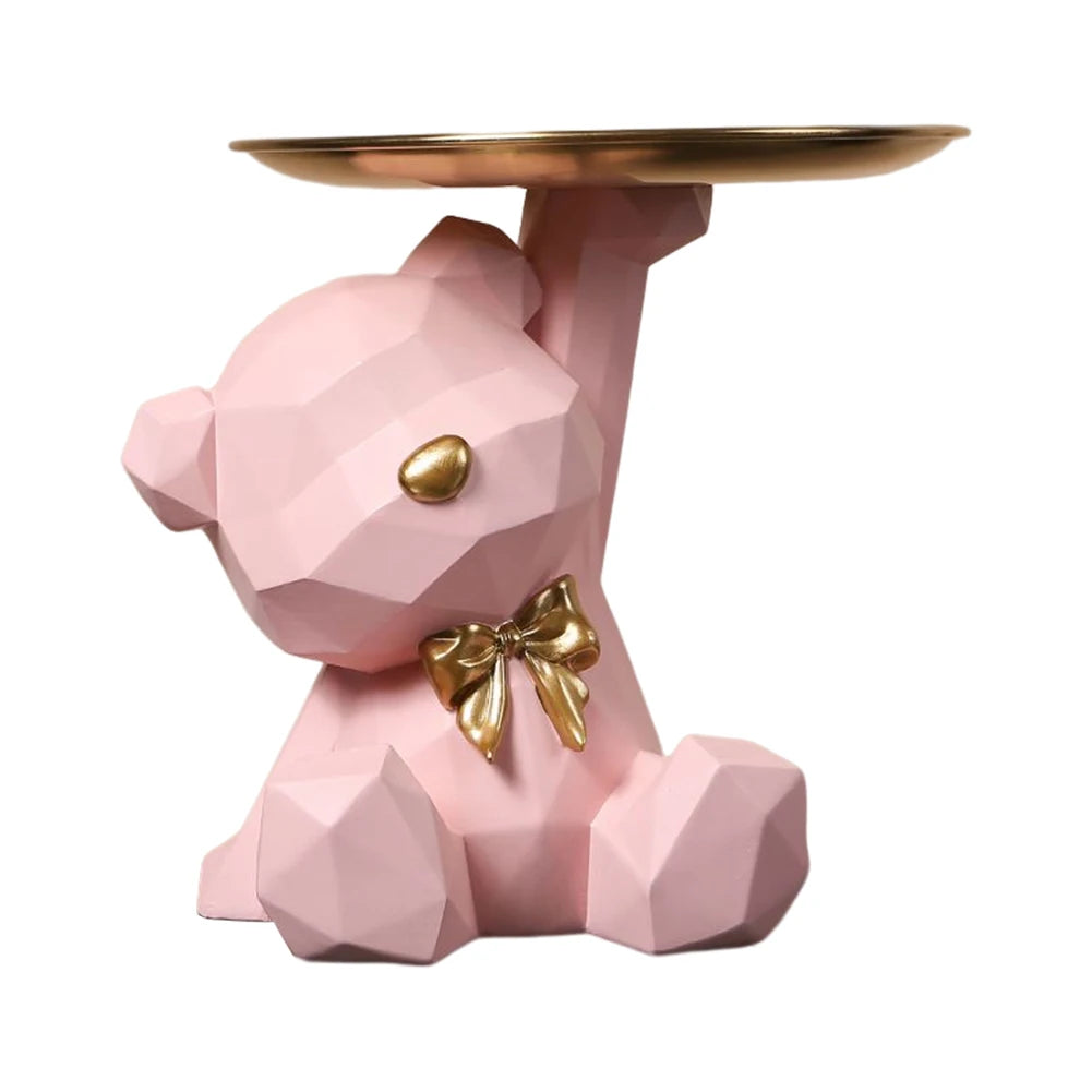Storage Sculpture Geometric Bear Resin Desk Decoration