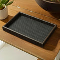 1pc Woven Texture Faux Leather Storage Tray