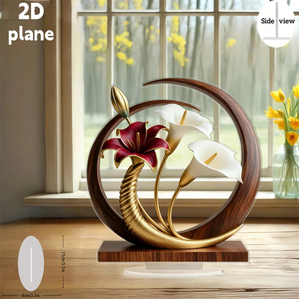 Elegant Flower Curve Design Acrylic Desktop Decoration