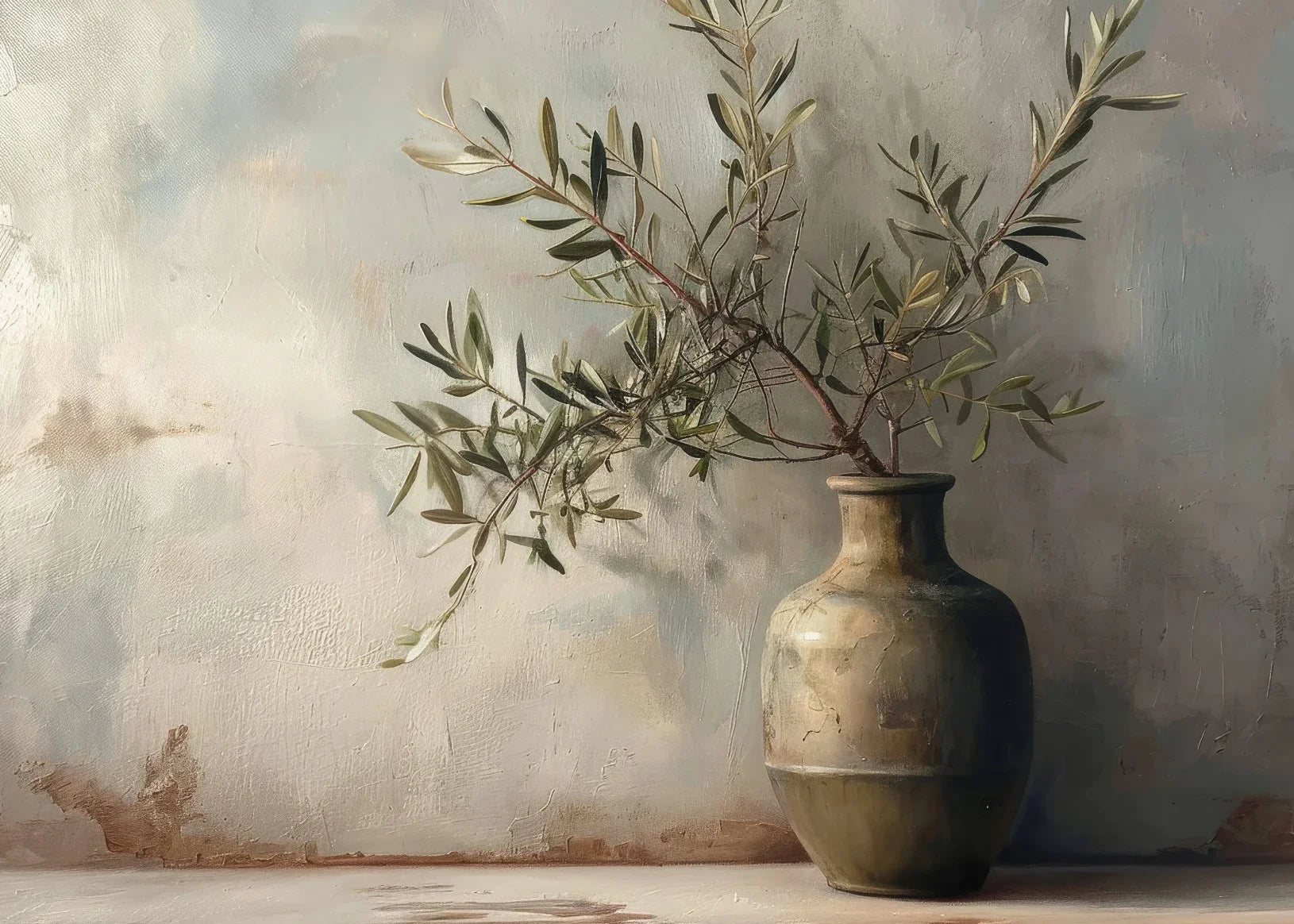 Vintage Minimalist Wall Art Italy Olive Tree in Vase Canvas Painting Poster