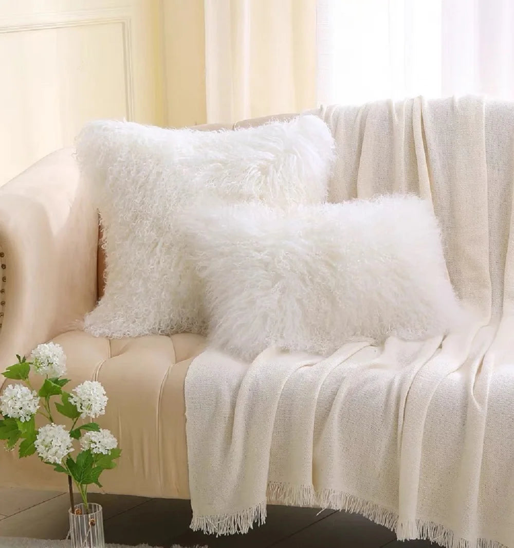 Genuine Mongolian Lamb Fur Cushion Cover