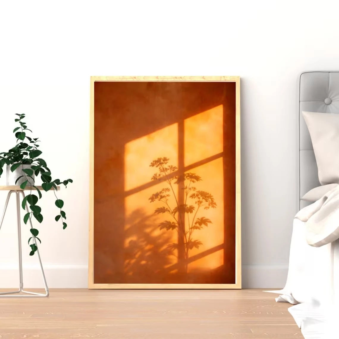 Sunset Window Shadow Botanical Wall Art Canvas Print