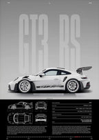 Minimalist 911 GT3-RS 718 GT4 RS Hyper Car Sports Car Supercar Poster