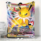 Cartoon Card Pokemon Pikachu Flannel Blanket