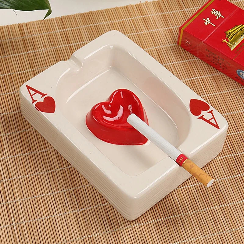 European Poker Ashtray Red Heart A Creative Porcelain Ashtray
