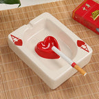 European Poker Ashtray Red Heart A Creative Porcelain Ashtray